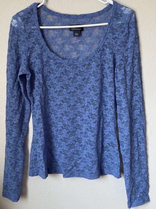 Maeve Tops - Maeve Anthropologie Blue Lace Top Small Floral Long Sleeve Scoop Neck Fairycore